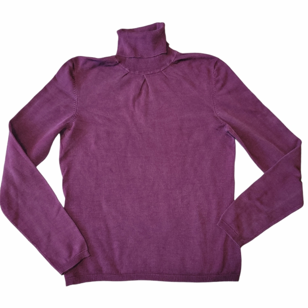 Ann Taylor Silk Blend Fitted Turtleneck Top sz S